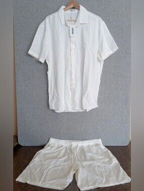 Men's White Shirt Short Set by Coofandy NWT